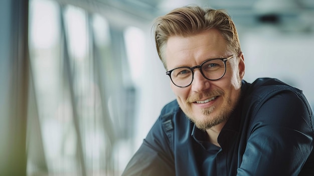 Der hübsche lächelnde UX-Designer Headshot