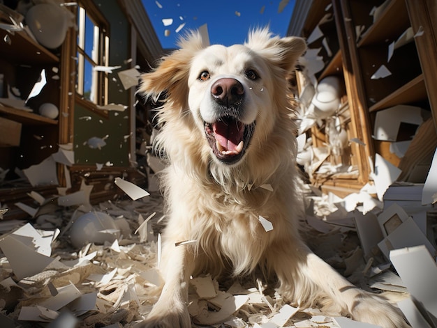 Der Hund hat in der Wohnung ein Chaos angerichtet. Generative KI