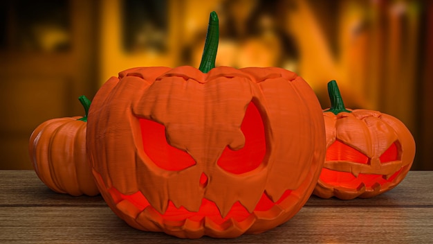 Der Jack-o-Lantern-Kürbis für Halloween-Inhalte 3D-Rendering