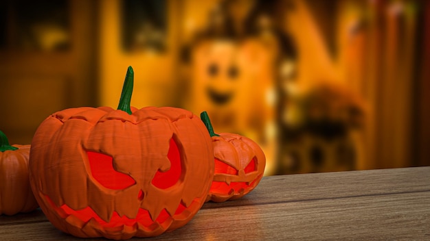 Der Jack-o-Lantern-Kürbis für Halloween-Inhalte 3D-Rendering