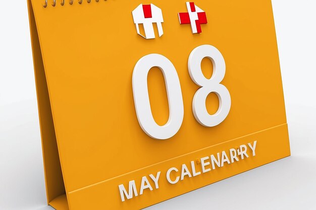 Der Kalender für den Welt-Rotkreuz-Tag 3D-Rendering des Welt-Roten Kreuz-Tags 3D-Illustration 3D-Kalender