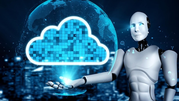 Der KI-Roboter Huminoid nutzt Cloud-Computing-Technologie, um Daten auf einem Online-Server zu speichern