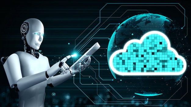 Der KI-Roboter Huminoid nutzt Cloud-Computing-Technologie, um Daten auf einem Online-Server zu speichern