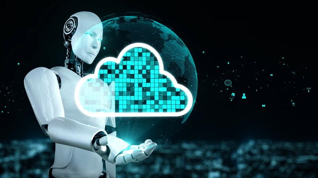 Der KI-Roboter Huminoid nutzt Cloud-Computing-Technologie, um Daten auf einem Online-Server zu speichern