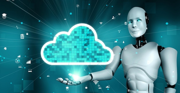 Der KI-Roboter Huminoid nutzt Cloud-Computing-Technologie, um Daten auf einem Online-Server zu speichern