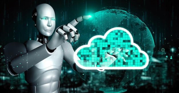 Der KI-Roboter huminoid verwendet Cloud-Computing-Technologie, um Daten auf einem Online-Server zu speichern