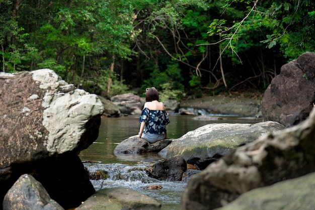 Der kleine Wasserfall im Wald