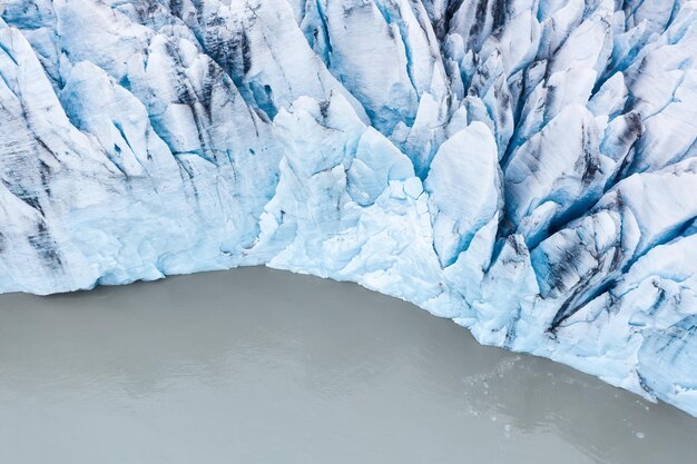 Der Klimawandel ist wichtig Island Zerstörung des Gletschers in Island aufgrund der globalen Erwärmung Luftaufnahme des Gletschers Berühmter Ort in Island Reisebild
