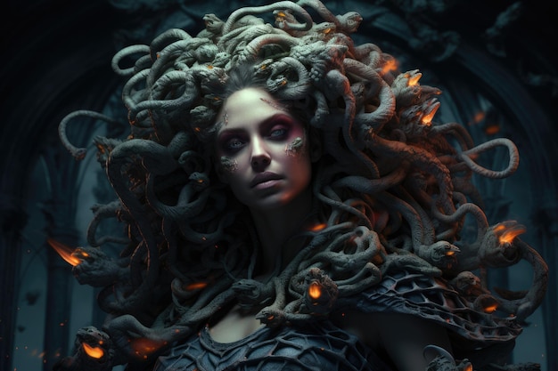 Der komplizierte Charme der wunderschönen Medusa ist eine fesselnde Mischung aus Schönheit und Geheimnis
