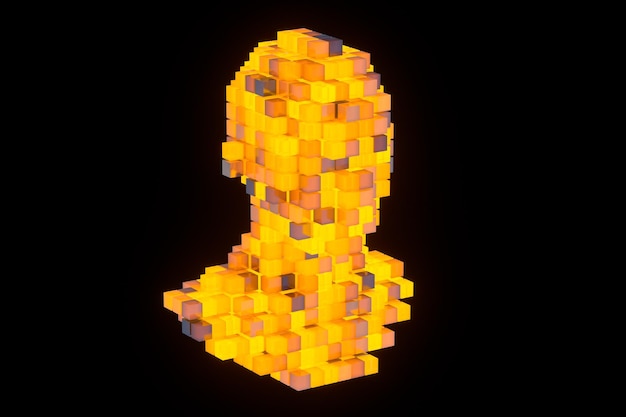 Der Kopf des virtuellen Roboters mit Konzepten der künstlichen Intelligenz 3D-Rendering