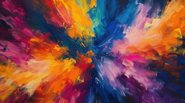 Der künstlerische Hintergrund der farbenfrohen abstrakten Malerei erwacht durch die nahtlose Überblendung auf der Leinwand zum Leben