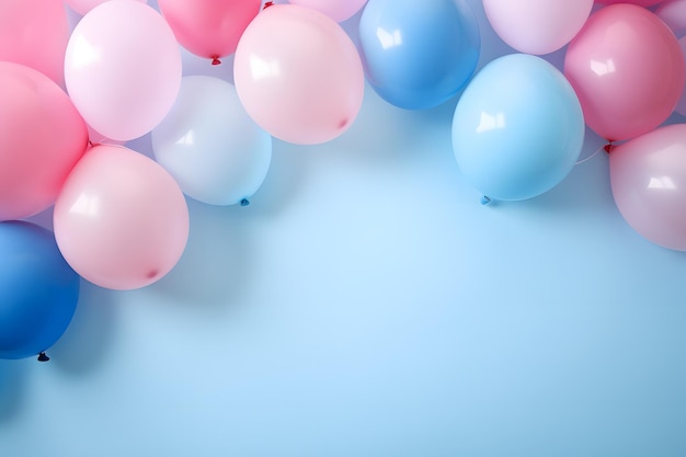 Der lebhafte Ballon-Enthüllungsraum strahlt Rosa und Blau aus