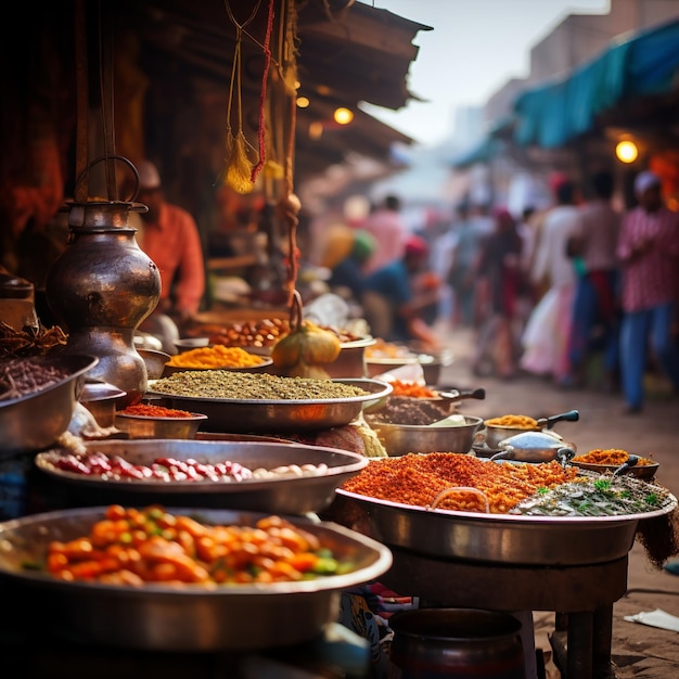 Der lebhafte Marktplatz in Jaipur präsentiert eine vielfältige Food-Szene