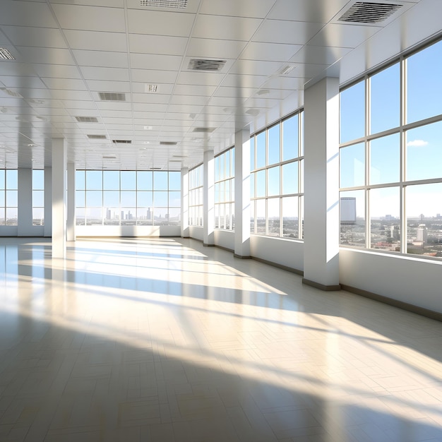 Der leere Saal eines Büros oder einer medizinischen Einrichtung mit Panorama