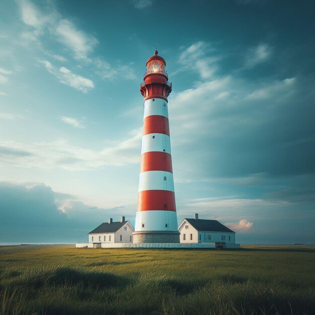 Der Leuchtturm von Westerheversand im Grass Field