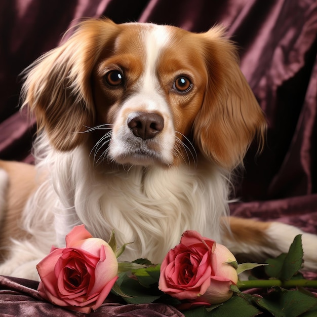 Der liebevolle Cavalier King Charles Spaniel im Studio