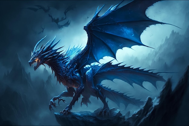 Der mächtige dunkelblaue Drache in der Mythologie