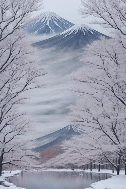 Foto der majestätische berg fuji, japans ikonisches wahrzeichen