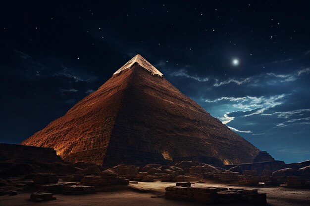 Der majestätische Mond über der alten Pyramide