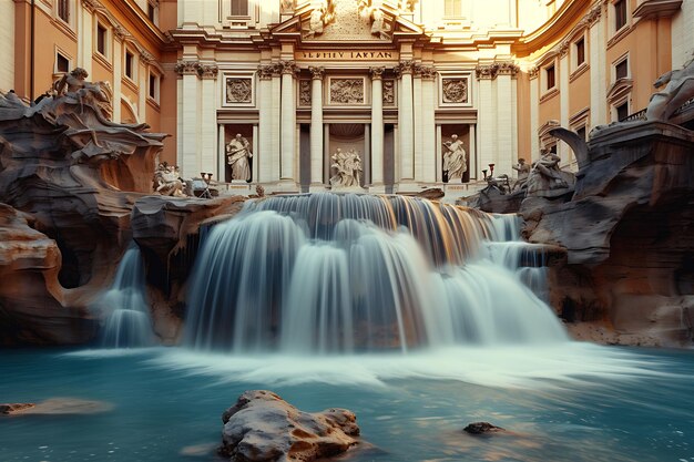 Der malerische Wasserfall am Trevi-Brunnen