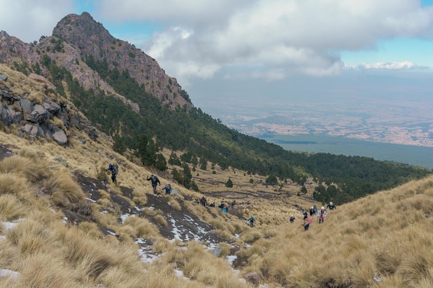 Der Malinche-Vulkan-Panoramablick von der Spitze des Waldes