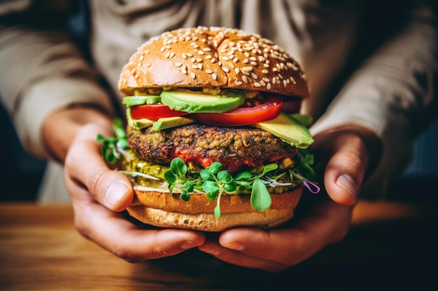 Der Mann mit dem veganen Burger