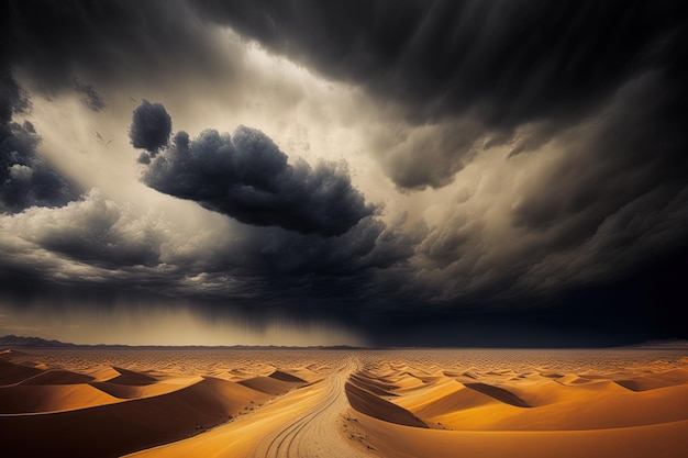 Der marokkanische Fotograf fängt einen vertikalen Blick auf die Wüste vor einem düsteren Himmel ein