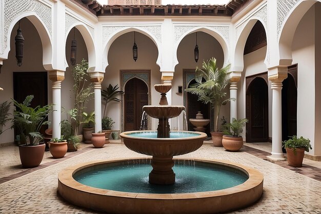 Der marokkanische Riad-Fountain im Innenhof