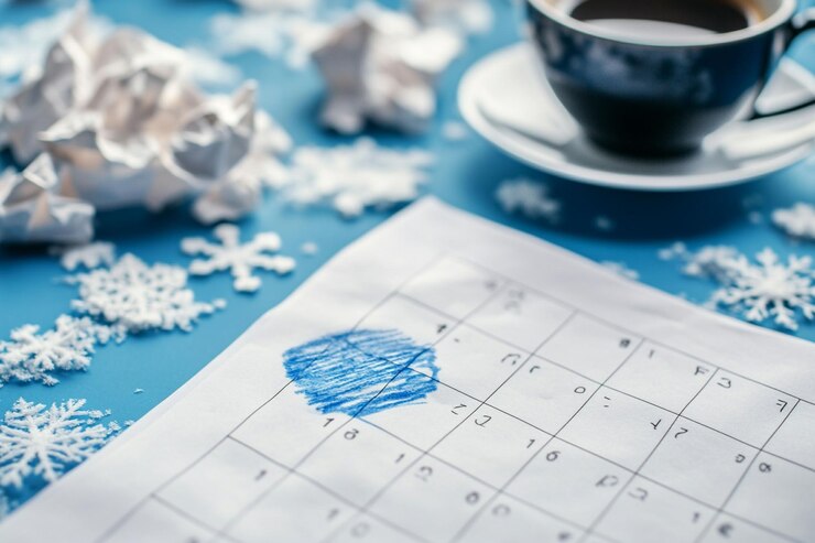 Foto der melancholische kalender markiert den blauen montag