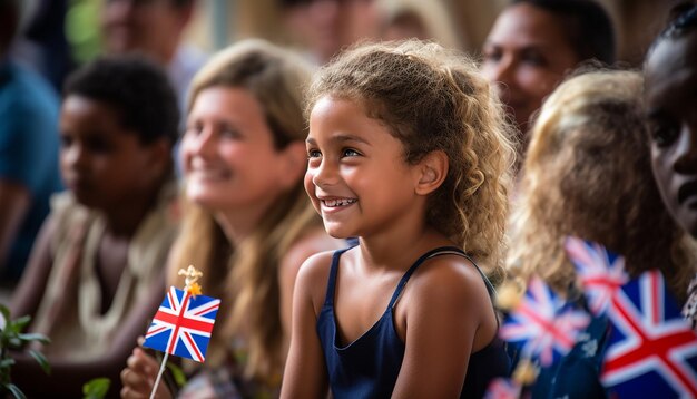 Foto der moment einer traditionellen australischen staatsbürgerschaftszeremonie