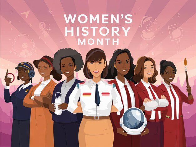 Der Monat der Frauengeschichte, der Internationale Frauentag, Konzeptuelle Kunst Poster Banner
