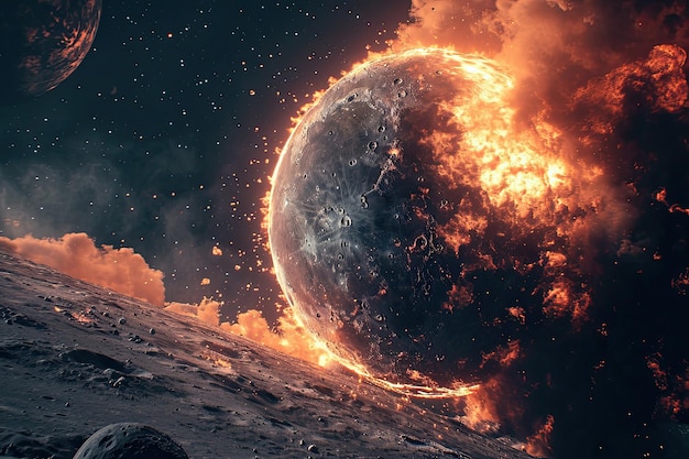 Der Mond der Mond explodiert surreale Landschaft