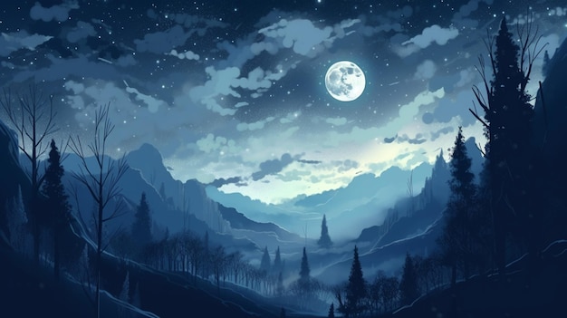 Der Mond über den Bergen Wallpaper