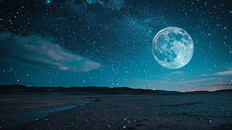 der Mond und der Mond am Nachthimmel