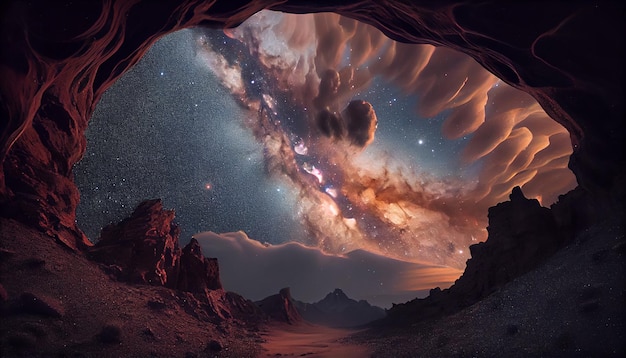 Der Nachthimmel der Galaxie enthüllt mysteriöse Sternenfeld-generative KI