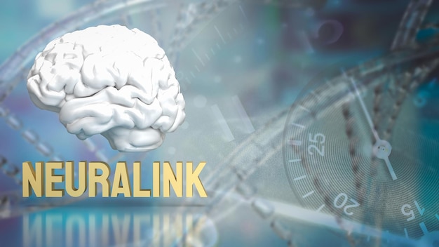 Der Neurolink und das Gehirn für das Konzept der Neurotechnologie 3D-Rendering.