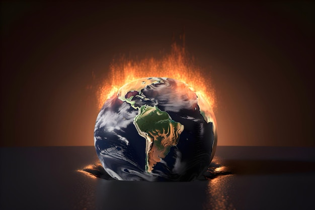 Der Planet brennt Illustration über globale Erwärmung und Klimawandel Generative KI 6