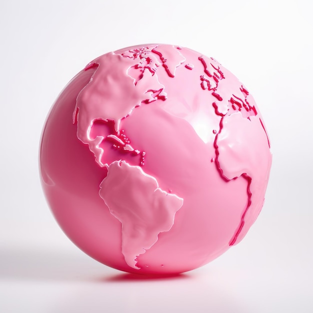 Foto der planet erde aus glänzend rosa kunststoff