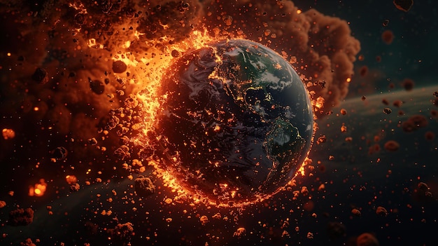 Der Planet Erde brennt im Weltraum