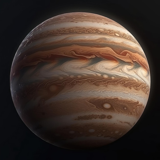 Der Planet Jupiter isoliert auf einem schwarzen Hintergrund