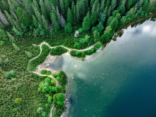 Der Poprader See Popradske pleso ist ein berühmtes Reiseziel im Nationalpark Hohe Tatra in der Slowakei