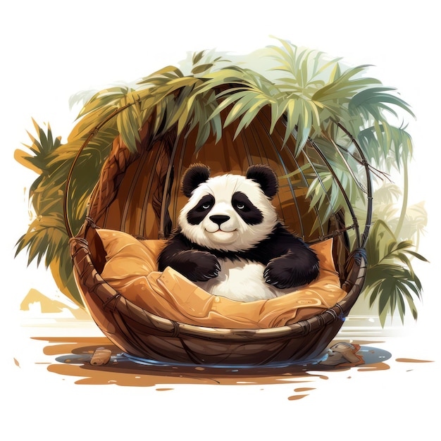 der reisende Panda am Strand Illustration