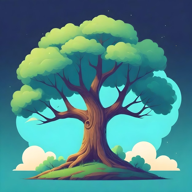 Der ruhige Baum Clipart gegen die Natur Canvas