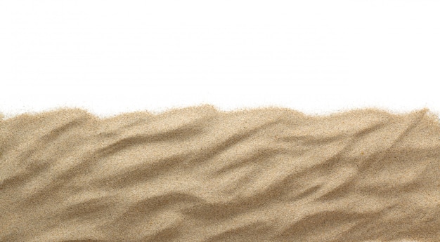 Foto der sand isoliert auf weißem isoliertem kopierraum.