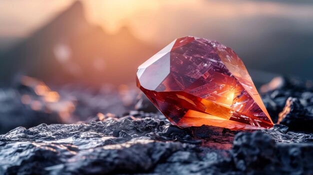 Der schimmernde Diamant ruht in natürlicher Umgebung auf einer unberührten Felsoberfläche