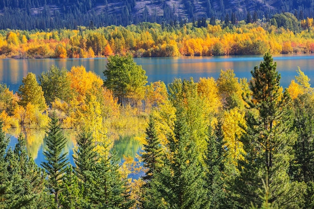 Der schöne See in der Herbstsaison