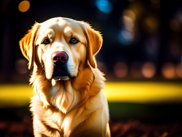 Der schöne weiße Golden Retriever Labrador schaut in die Kamera Porträt-Illustration