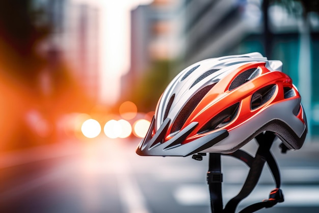 Der Solo Summer Cycling Fahrradhelm auf einer ruhigen Straße verkörpert die Essenz gesunder Bewegung und der Freude an der warmen Jahreszeit