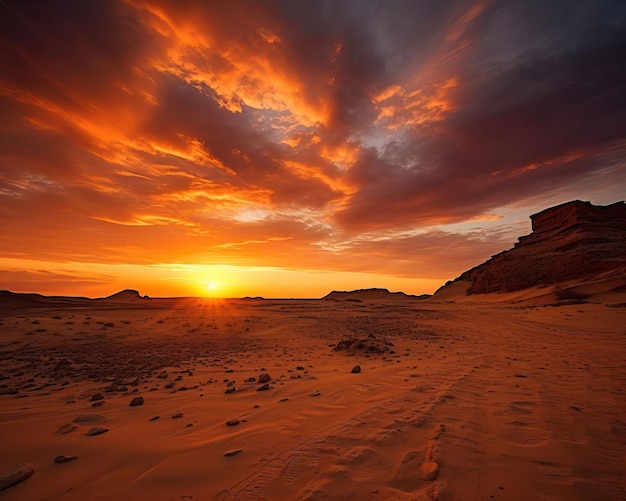 Der Sonnenuntergang wirft goldene Farbtöne über die Guajira-Wüste