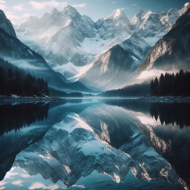 Der Spiegelsee reflektiert die Berge